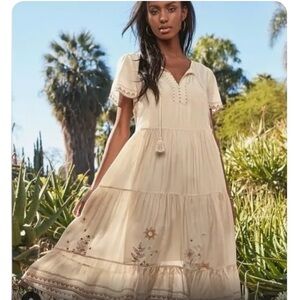 Johnny Was Calme Silk Embroidered Dress
